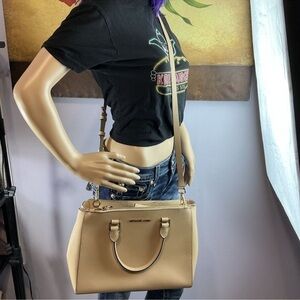 Michael Kors Sutton Khaki Purse Shoulder bag satchel EUC